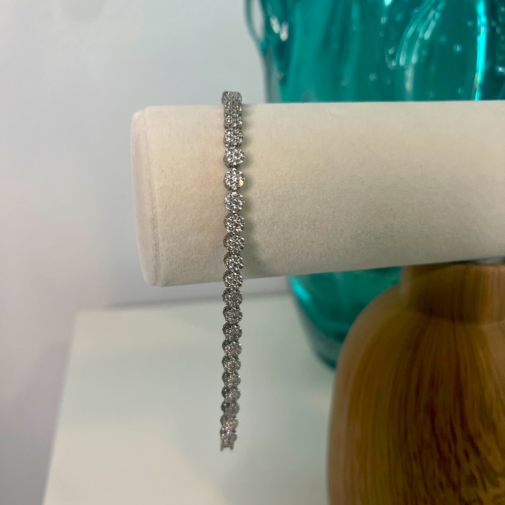 925 silver flower tennis bracelet